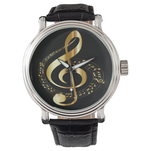 Golden Gclef und Black Men's Watch Armbanduhr (Vorderseite)