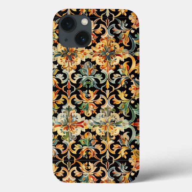 Golden Geblüht auf schwarz Case-Mate iPhone Hülle (Rückseite)