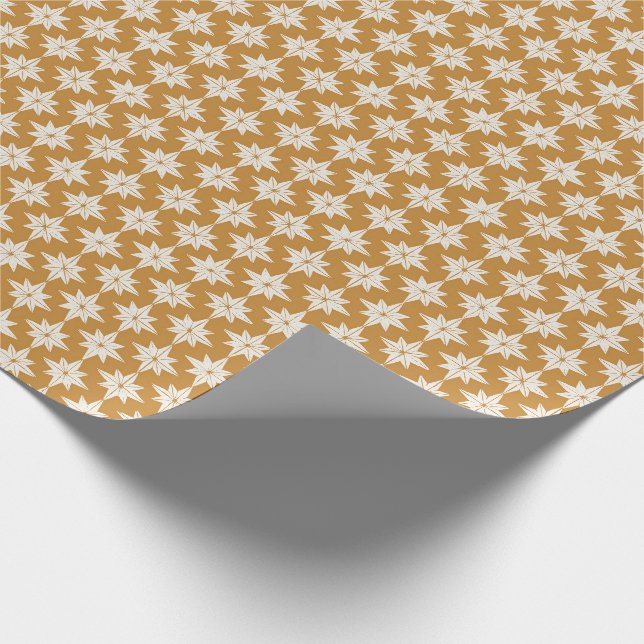 Golden gelbe geometrische Sterne Minimaler Weihnac Geschenkpapier (Ecke)