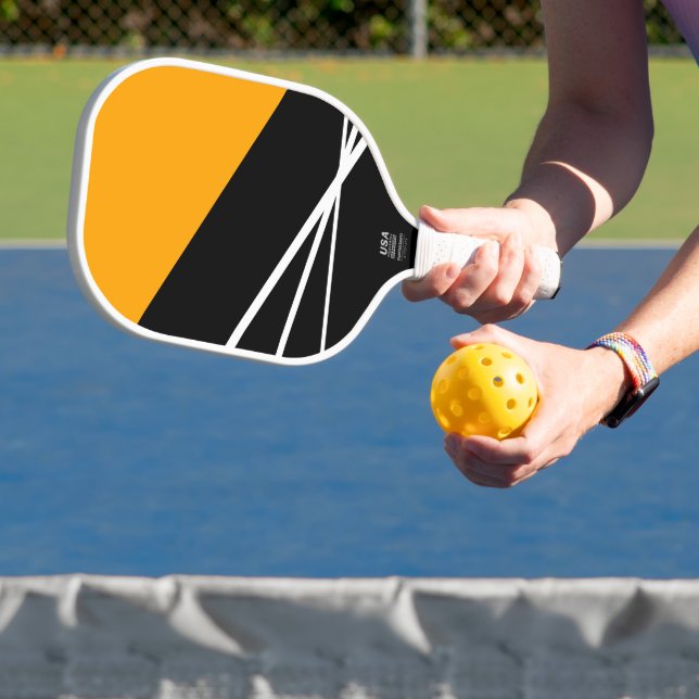 Golden gelbe Schwarz-weiße Streifen - Farbblock Sp Pickleball Schläger (InSitu)