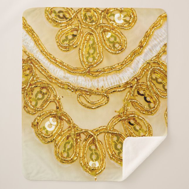 Golden gelber Spitzenstreifen. Hintergrundtextur,  Sherpadecke (Vorderseite)