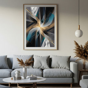Golden Geometric Aurora Poster