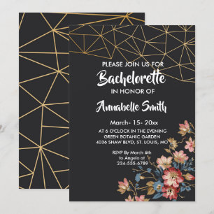 Golden Geometric Bachelor Einladung