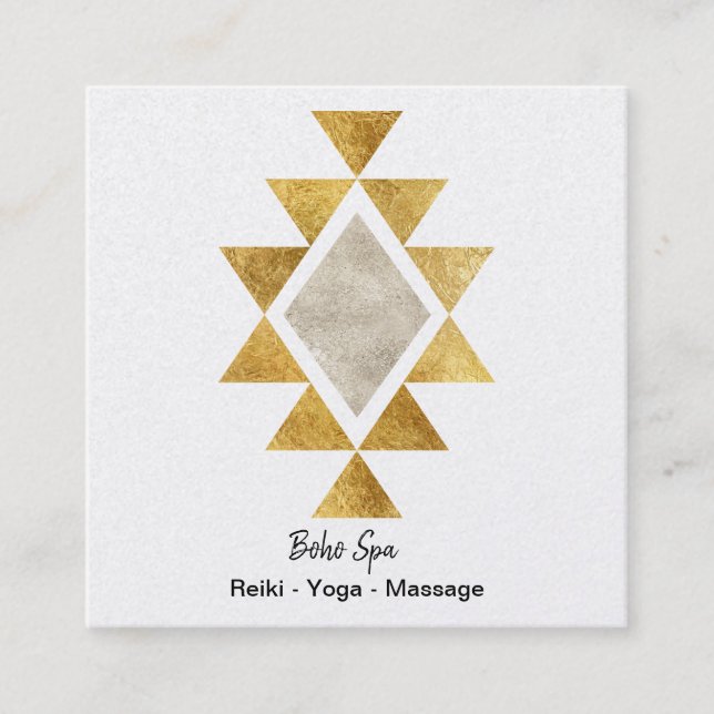 Golden Geometric Boho Quadratische Visitenkarte (Vorderseite)