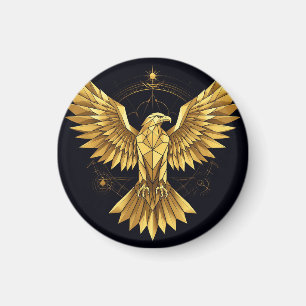 Golden Geometric Eagle Magnet