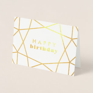 Golden Geometric Gem - Happy Birthday Folienkarte