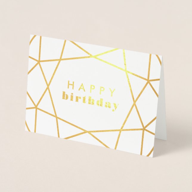 Golden Geometric Gem - Happy Birthday Folienkarte (Vorderseite)