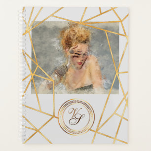 Golden Geometric Girl Fashion Modern Elegant #2 Planer