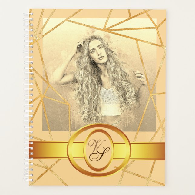 Golden Geometric Girl Fashion Modern Elegant #7 Planer (Vorderseite)