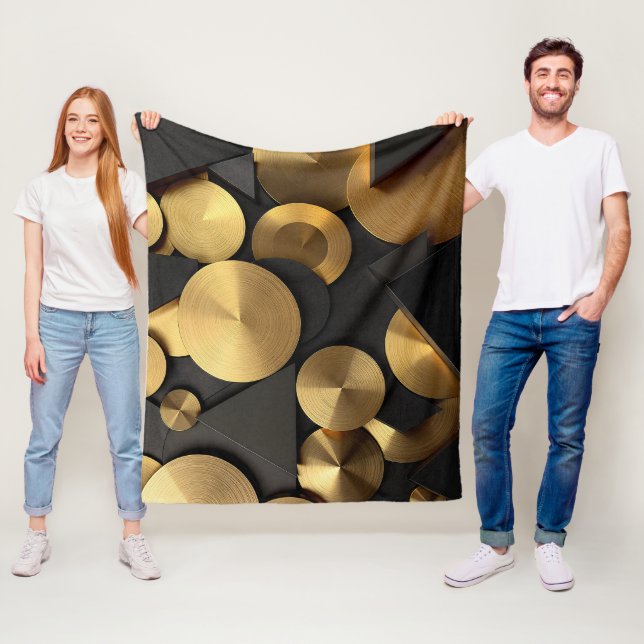 Golden Geometric Luxury Abstrakt Fleecedecke (Beispiel)