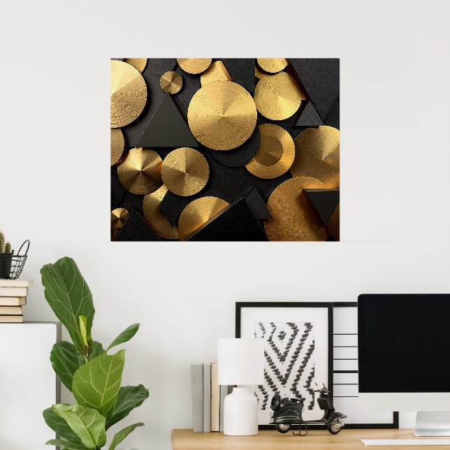 Golden Geometric Luxury Abstrakt Poster (Heimbüro)