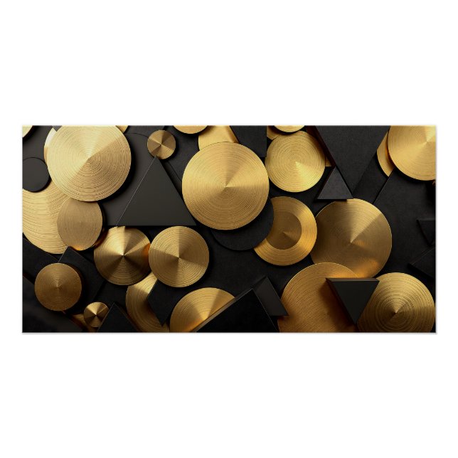 Golden Geometric Luxury Abstrakt Poster (Vorderseite)