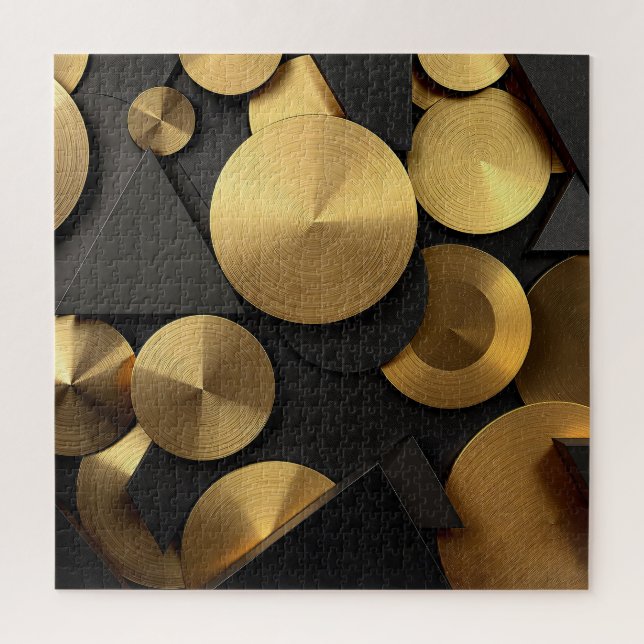 Golden Geometric Luxury Abstrakt Puzzle (Vertikal)