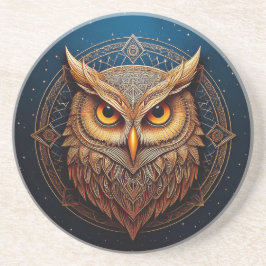 Golden Geometric Owl Getränkeuntersetzer