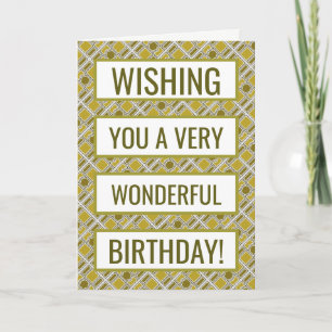 Golden Geometric Pattern, Modern Birthday Karte