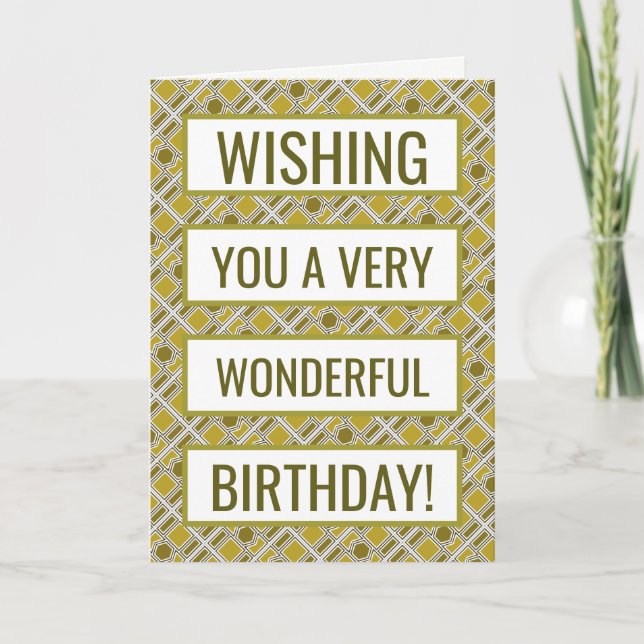 Golden Geometric Pattern, Modern Birthday Karte (Vorderseite)