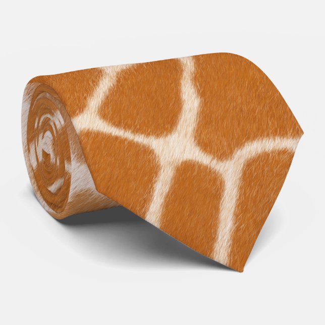 Golden Gepunktet Giraffe Fur Realistischer Tierdru Krawatte (Gerollt)