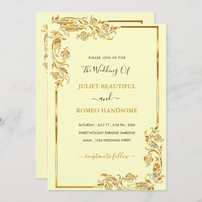 Golden Gerahmt Gold Hochzeitsvorlage (Vorne/Hinten)