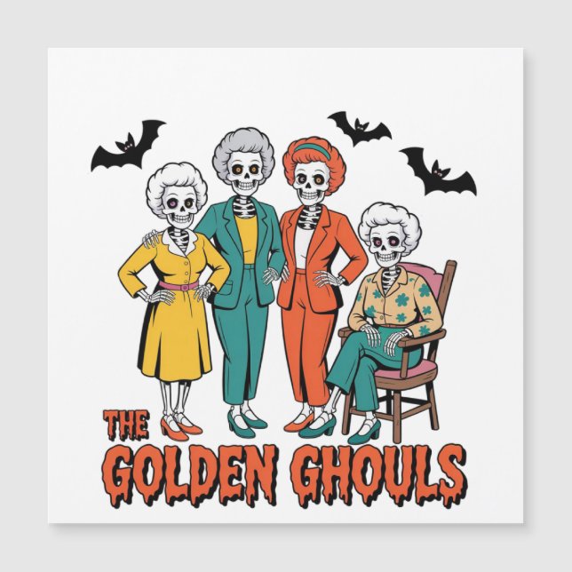 Golden Ghouls Girls' Halloween Magnetkarte (Vorderseite)