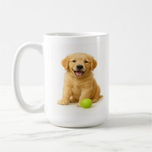 Golden Giggles - Retriever Pup & Lime Green Ball Kaffeetasse