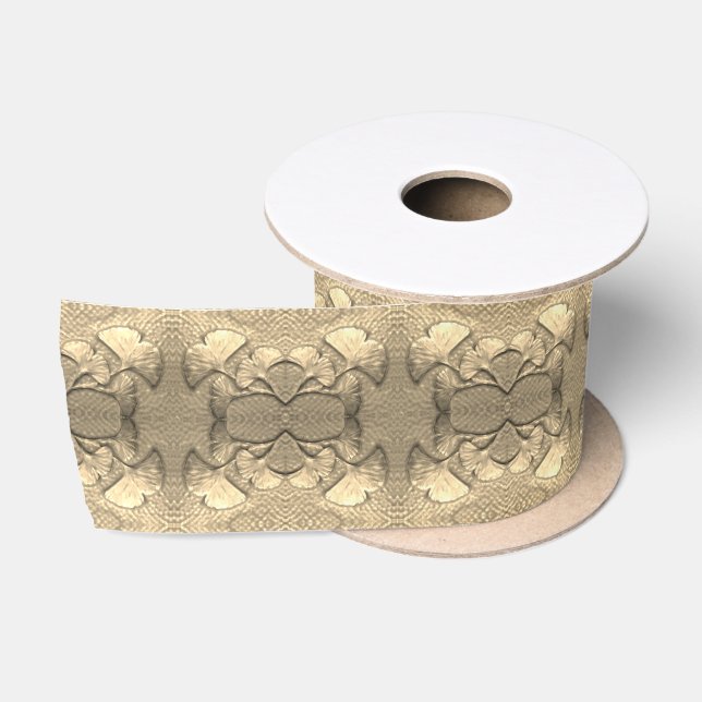 Golden Gingko Blätter 3" Satinband (Spule)