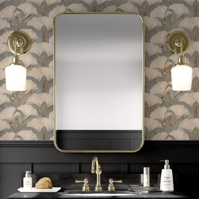 Golden Ginkgo Blätter auf Textured Blue Tapete (Von Creator hochgeladen)