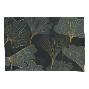 Golden Ginkgo: Luxuriöser floraler Deko. Kissenbezug