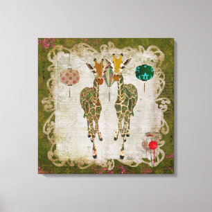 Golden Giraffen Olive Twilight Leinwand