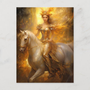 Golden Girl and Horse Fantasy Kunst, Dichtung und  Postkarte