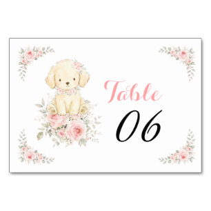 Golden Girl Baby Shower Retriever Welpe Floral Tischnummer