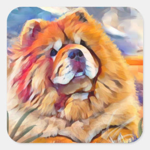 GOLDEN GIRL Chow Quadrat Aufkleber