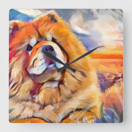 GOLDEN GIRL chow Quadratische Wanduhr