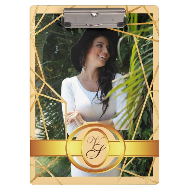 Golden Girl Fashion Modern Elegant Vintag #2 Klemmbrett (Vorderseite)