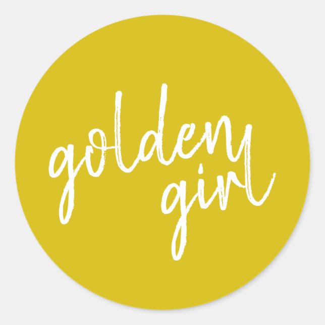 Golden Girl | Modern Gold Script Runder Aufkleber (Vorderseite)