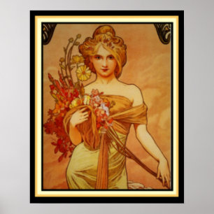 Golden Girl with Bouquet by Alphonse Mucha 16 x 20 Poster
