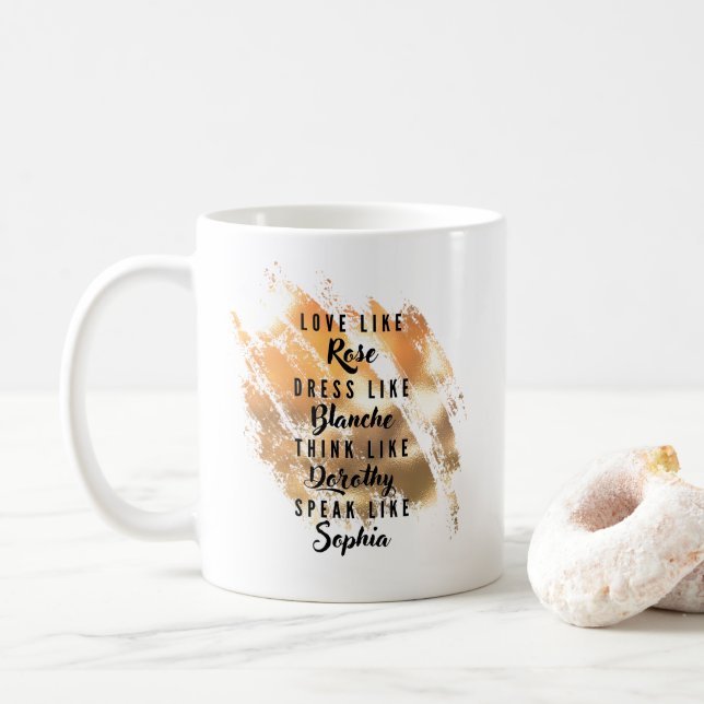Golden Girls Typografie Gold Foil Kaffeetasse (Mit Donut)