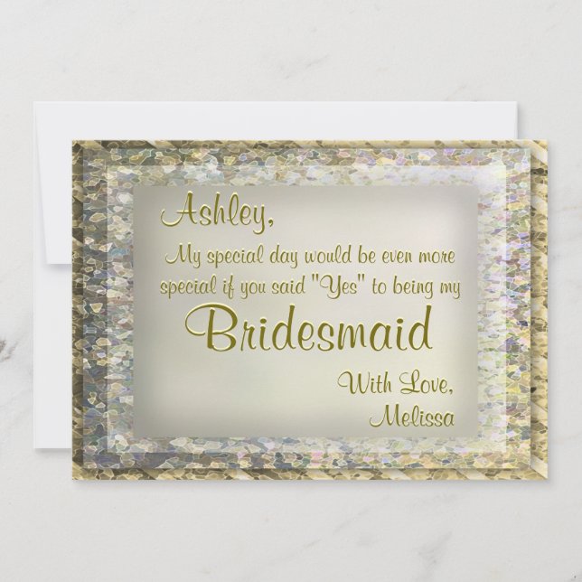 Golden Glam Bridesmaid Einladung (Vorderseite)