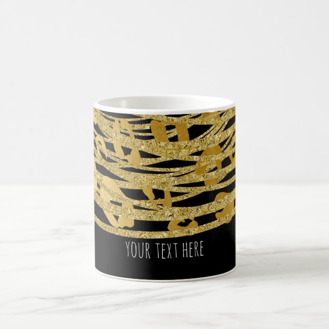 Golden Glam Cheetah Print Exotic Animal Print Tasse (Mittel)