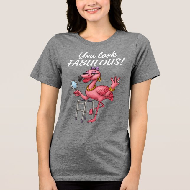 Golden Glam Flamingo Tri-Blend Shirt (Vorderseite)