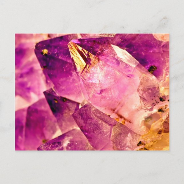 Golden Gleaming Amethyst Crystal Postkarte (Vorderseite)