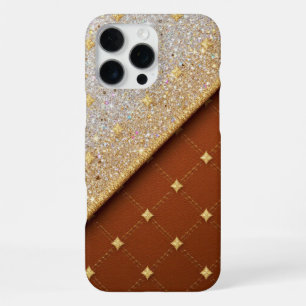 Golden Glimmer - Glitter & Leder iPhone 16 Pro Max Hülle