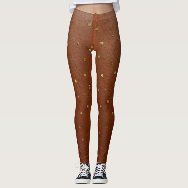 Golden Glint: funkelnde braune Leggings"? Leggings (Vorderseite)