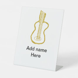 Golden glitter acoustic guitar add name doodle  sockelschild