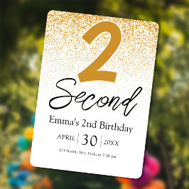 golden glitter baby 2nd birthday invitations card feiertagskarte