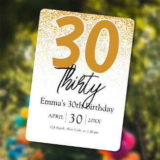 Golden glitter Boho Girls 30th birthday invitation Feiertagskarte