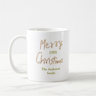Golden Glitter Frohe Weihnachten Familienname Jahr Kaffeetasse