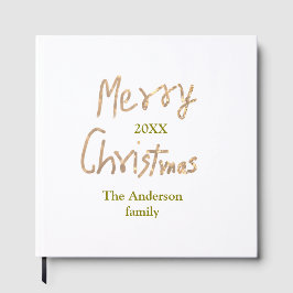 Golden glitter merry christmas add family name yea gästebuch