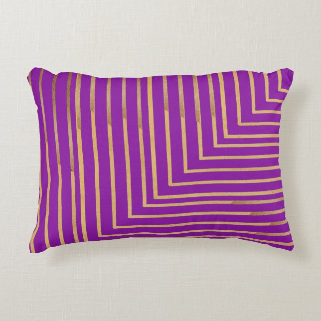 Golden glitter Stripes line art Pattern Dekokissen (Vorderseite)