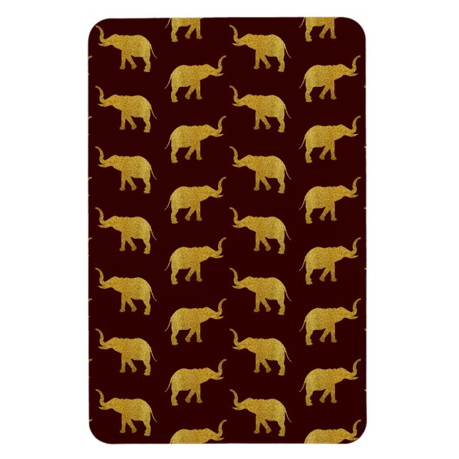 Golden Glittering Elephants Magnet (Vertikal)