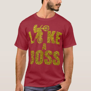 Golden Glittery Moto Cross wie ein Boss T-Shirt